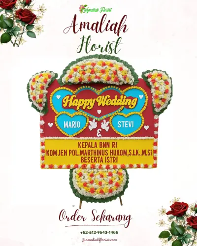Karangan Papan Bunga Pernikahan di Rowokangkung